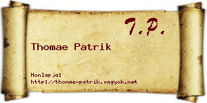 Thomae Patrik névjegykártya